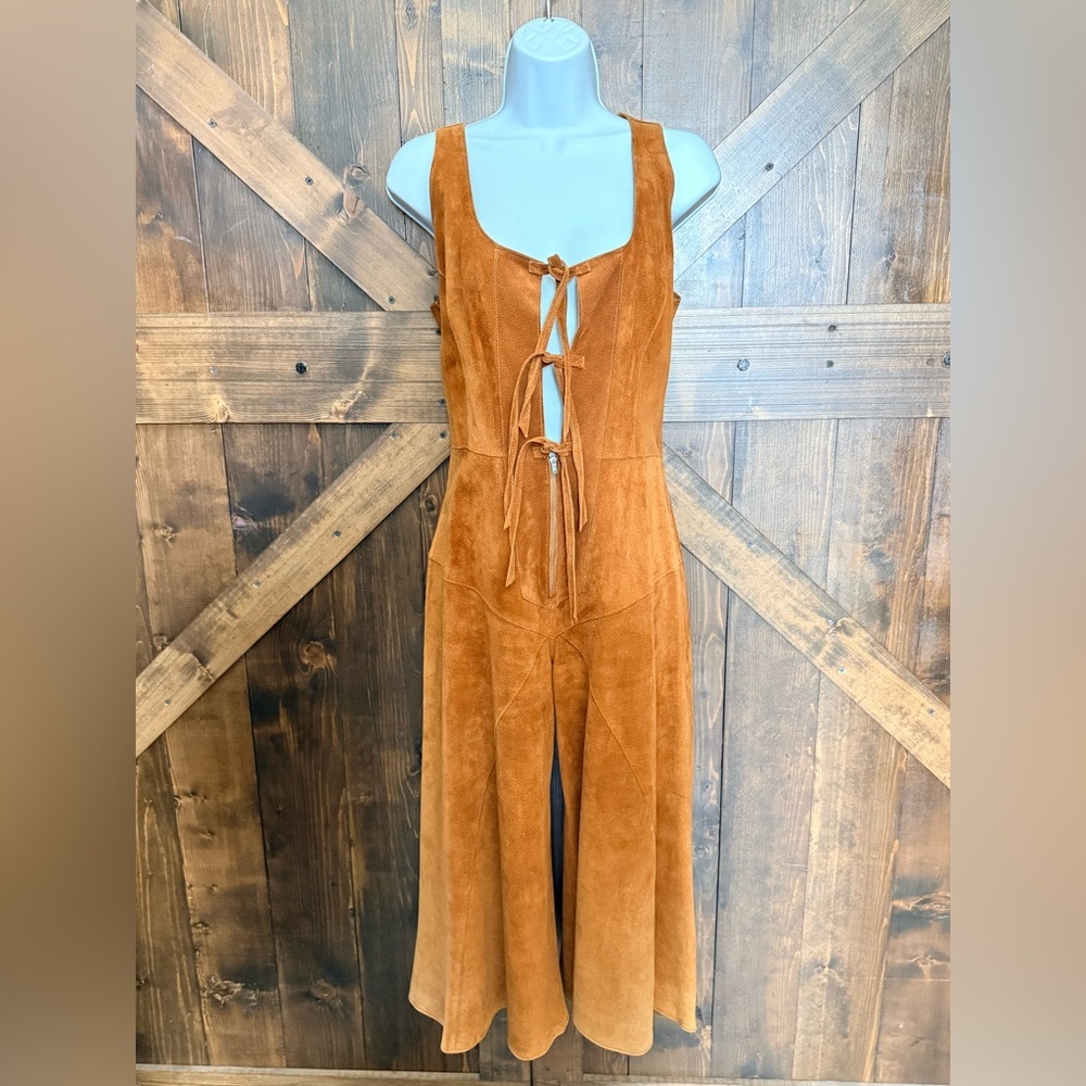 Vintage 60/70s Gorgio Sant’Angelo Suede Leather Ultra Mod Culotte Romper Size S